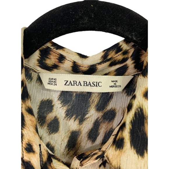 4/$20 Zara Basic Button Up Shirt Top Womens XS Animal Print Leopard Mob‎ Wife - Picture 3 of 10